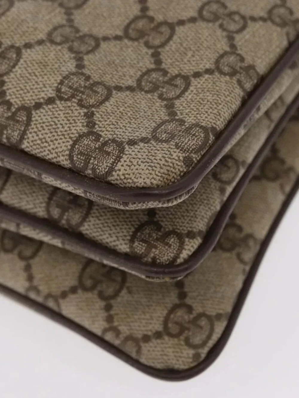 GUCCI GG Supreme Web Sherry Line Bag PVC Beige Gold 41 001 4085 Auth 158517 - Picture 5 of 16